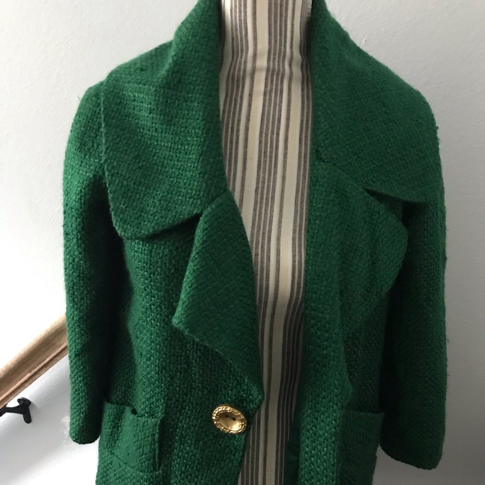 Xoxo cropped sleeve baggy green coat